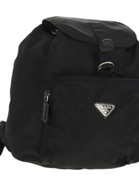 PRADA Backpack Nylon Black Silver Auth 159056